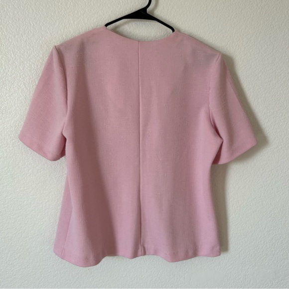 Vintage 90s Grandma Embroidered Pink Floral Women's conservative Church Blazer - Picture 2 of 6